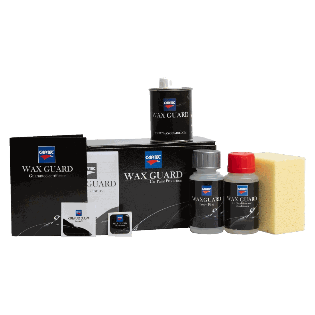 Cartec Wax Guard lakbeschermingsset met flacons, spons en garantiecertificaat